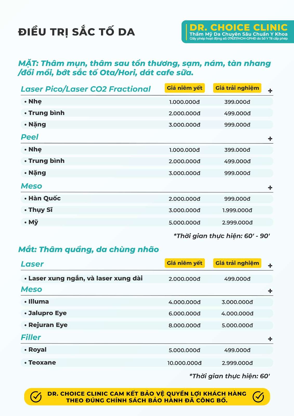 Báo giá điều trị thâm quầng mắt tại Dr. Choice Clinic