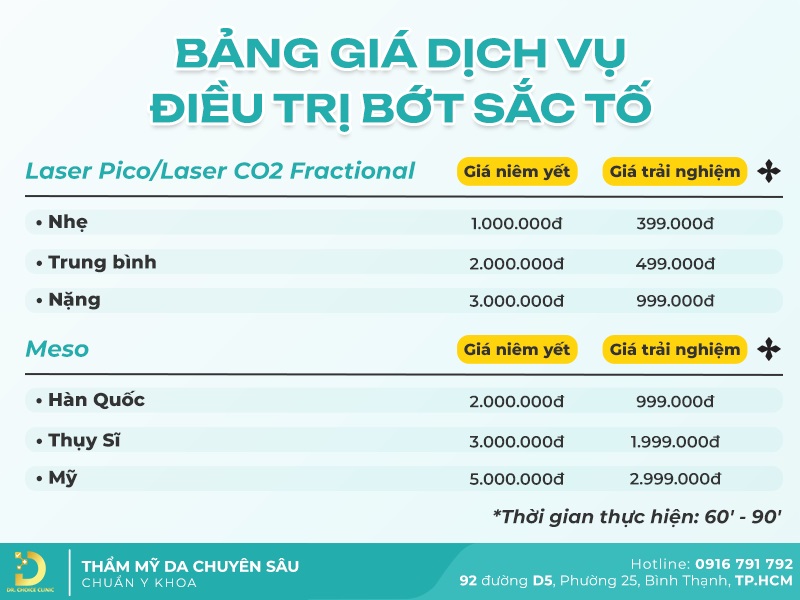 bang gia tri bot sac to da