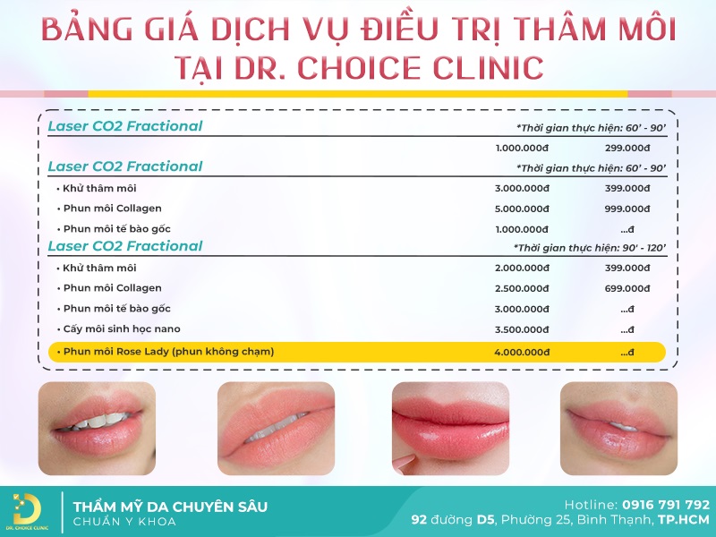 Dịch Vụ Điều Trị Thâm Môi Hiệu Quả, An Toàn Tại TP.HCM 14 bảng giá trị thâm môi