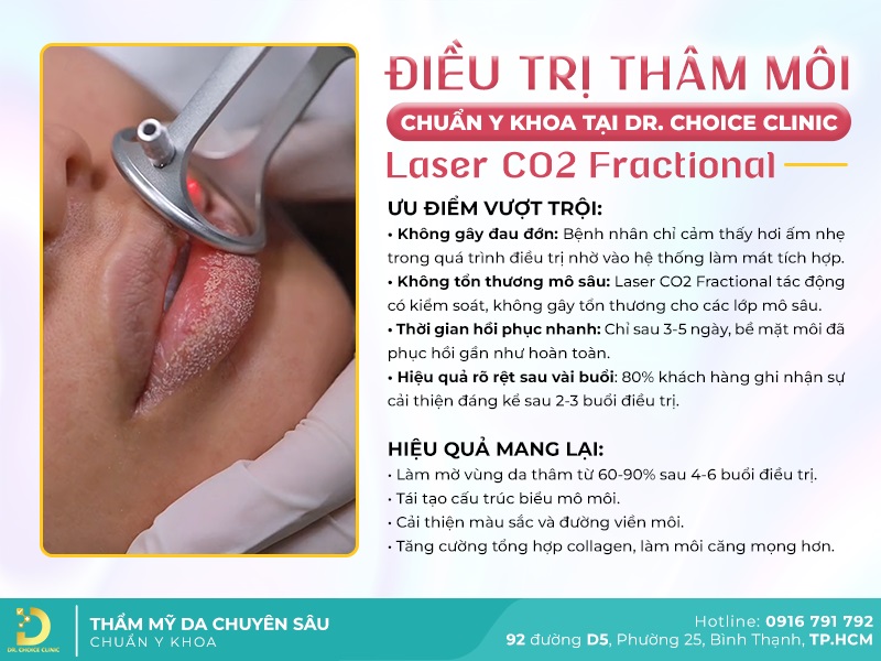 Dịch Vụ Điều Trị Thâm Môi Hiệu Quả, An Toàn Tại TP.HCM 11 trị thâm môi bằng Laser CO2 Fractional