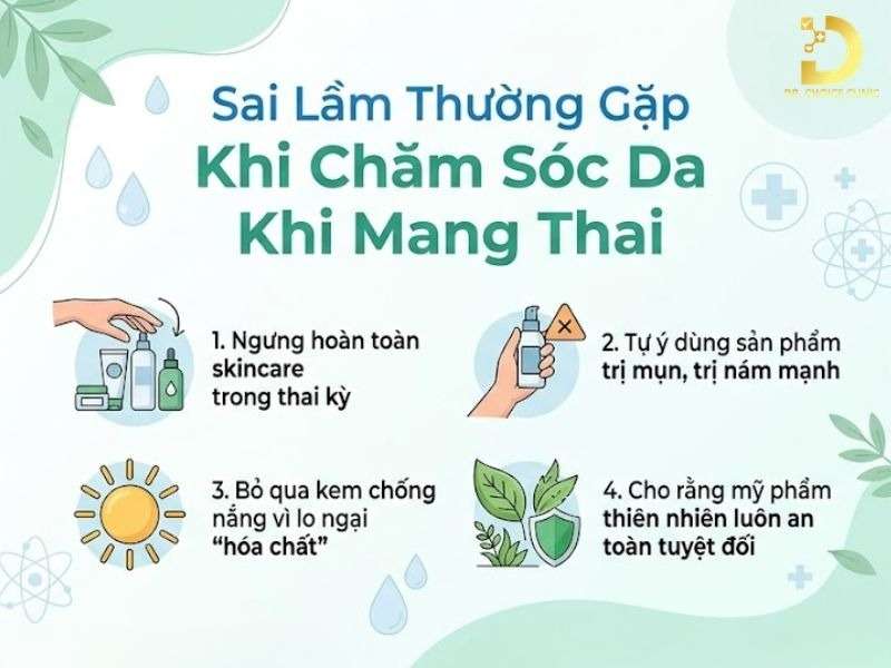 Sai lầm thường gặp khi chăm sóc da khi mang thai