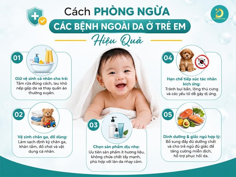 Các Bệnh Ngoài Da Ở Trẻ Em Thường Gặp Và Cách Xử Lý, Phòng Ngừa 23 Cách phòng ngừa các bệnh ngoài da ở trẻ em
