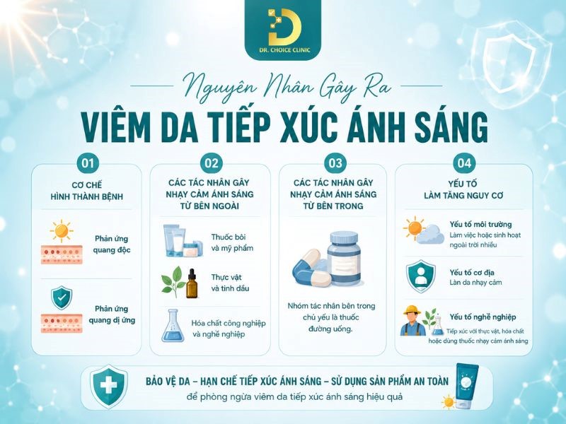 Viêm Da Tiếp Xúc Ánh Sáng: Nguyên Nhân, Triệu Chứng, Chẩn Đoán Và Điều Trị 11 Nguyên nhân gây ra viêm da tiếp xúc ánh sáng