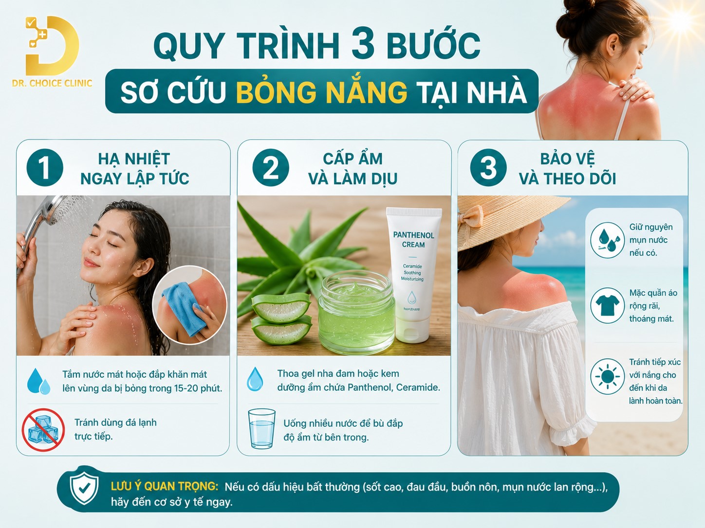 Bỏng Nắng Là Gì? Nguyên Nhân, Triệu Chứng & Cách Điều Trị Hiệu Quả 13 Quy trình 3 bước sơ cứu khi bỏng nắng