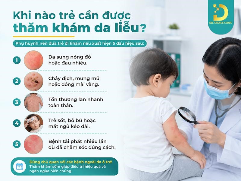Các Bệnh Ngoài Da Ở Trẻ Em Thường Gặp Và Cách Xử Lý, Phòng Ngừa 21 Trường hợp cần đem trẻ đến thăm khám da liễu