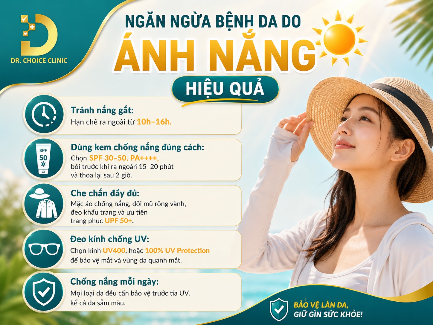 Các Bệnh Về Da Do Ánh Nắng Mặt Trời: Cách Ngăn Ngừa & Điều Trị Hiệu Quả 20 Bí quyết ngăn ngừa các bệnh về da do ánh nắng mặt trời