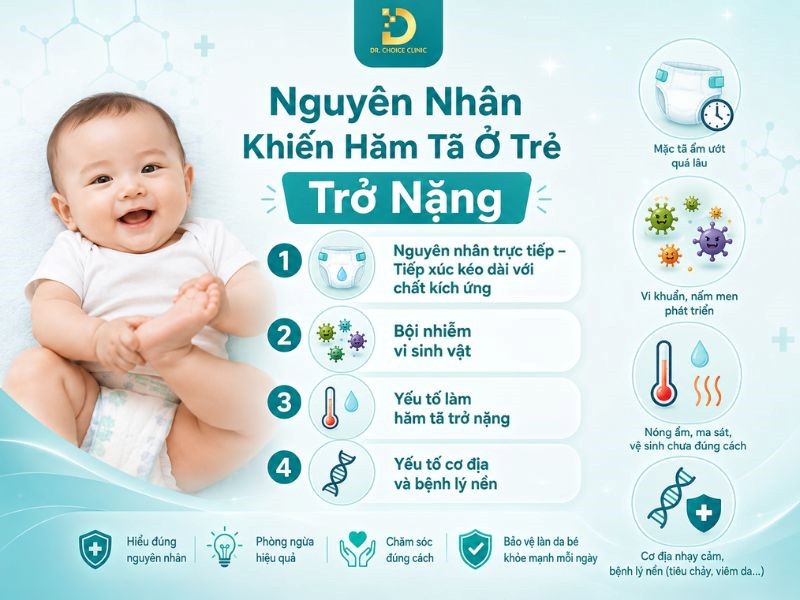 Nguyên nhân khiến tình trạng hăm tả ở trẻ trở nặng